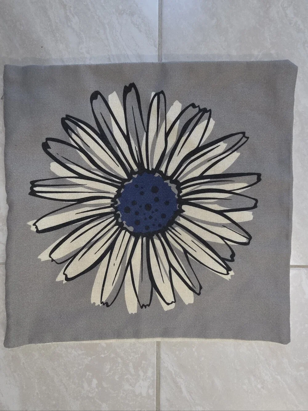 Farmhouse Navy Blue & Grey Botanical Accent Pillow Covers (2), EUC